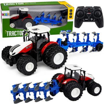 slomart RC traktor z večlesnim plugom, luči, 1:24