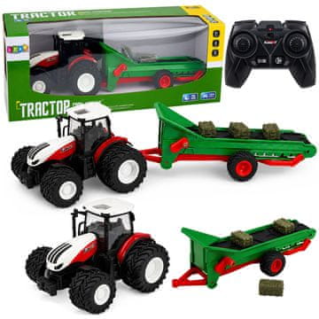 slomart RC traktor s tekočim trakom in balami, luči LED, 1:24