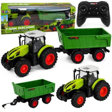 slomart RC traktor z kiper prikolico, LED luči, 1:24