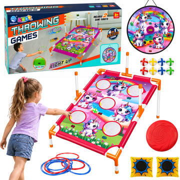 slomart Igra spretnosti LEAN TOYS 4v1 Met v cilj, enorožci
