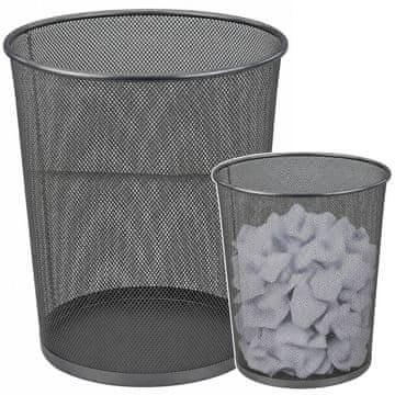 slomart Kosi za smeti LEAN, pisarniški, kovinska mrežica, okrogel, srebrn, 19 L
