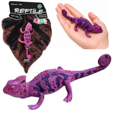slomart Kameleon gumijasta figrica, raztegljiva, realistična, vijolična, 14 cm