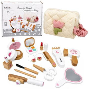 slomart Leseni lepotni set za ličenje LEAN TOYS, kozmetičarka, pribor, 16 delni