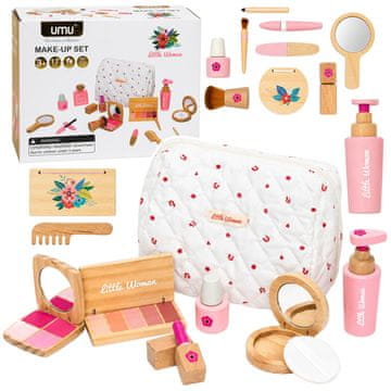 slomart Leseni lepotni set za deklice LEAN TOYS z belo kozmetično torbico, 17 elementov