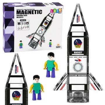 slomart LEAN TOYS Magnetske kocke, Vesoljska Raketa, Figurice, 26 kosov