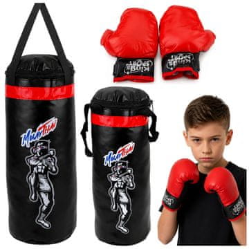 slomart Otroški boksarski set LEAN TOYS, boksarska vreča z rokavicami MUAY THAI, L, 65x22cm