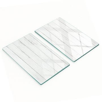 shumee Komplet dveh steklenih kuhinjskih desk iz belega lesa 2x30x52 cm