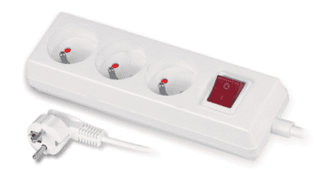 shumee Prenosna trojna vtičnica 16A 2P+Z 250V s stikalom, bela GN-370WS