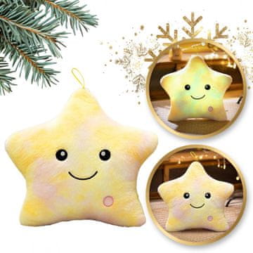 shumee Zvezdasta blazina Yellow Ombre LED, čudovit žamet 40x35 cm PDS19