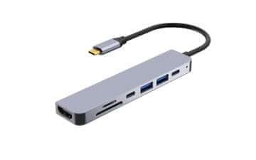 slomart iBox IUH3SL4K USB-C HUB, HDMI 4K@30Hz, PD 100W, srebrna
