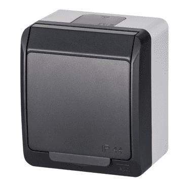 HERMES Enojna vtičnica z/brez 2P+Z SCHUKO IP44 antracit 0324-07