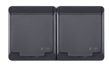 Elektro-Plast Hermes Dvojna vtičnica z/brez 2P+Z schuko IP44 antracit 0325-07