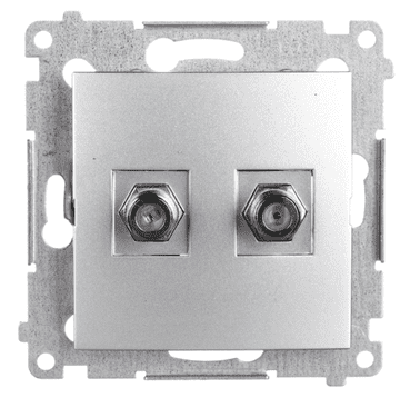 shumee Simon 54 Dvojna antenska vtičnica tip F mat srebrna DASF2.01/43