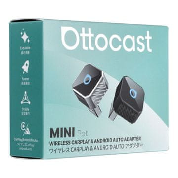 Ottocast Brezžični avtomobilski adapter OTTOCAST Mini Cube T3, črn