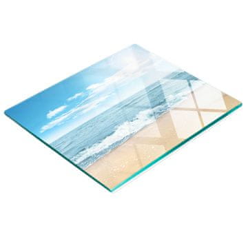 shumee Servirna deska iz kaljenega stekla z grafiko na plaži 60x52 cm