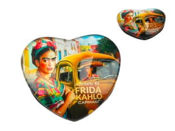 Carmani MAGNET ZA HLADILNIK V VZORCU SRCA, FRIDA KAHLO, UMETNIŠKI PRIPOMOČEK, DARILO, DEKORACIJA