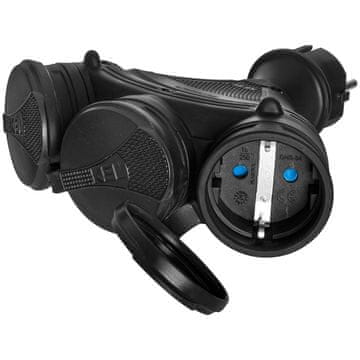 Plast Rol Prenosni črni razdelilnik R-X3/44S IP44 3×2P+Z 16A 250V Schuko