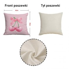 PREVLEKA ZA BLAZINO 45X45 CM ČEŠNJE ROZA OKRASNA PENTLJA JAŚ MODA