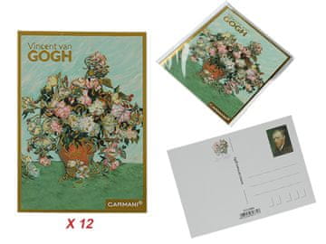 Carmani Komplet 12 razglednic - V. van Gogh, Vrtnice v vazi (carmani)