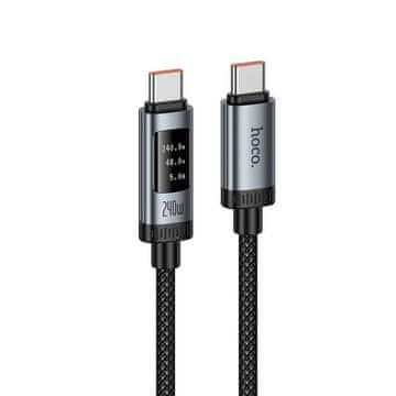 Hoco Kabel USB-C na USB-C Hoco PD 6 A, 240 W, 1,2 m, z zaslonom U148, črn