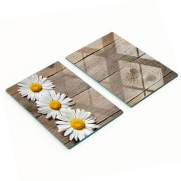 shumee Komplet dveh steklenih kuhinjskih desk Daisy Wood 2x40x52 cm