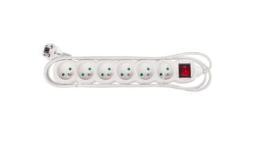 Emos Podaljšek s stikalom, 6 vtičnic, 2 m /H05VV-F 3G1/ bel P1612