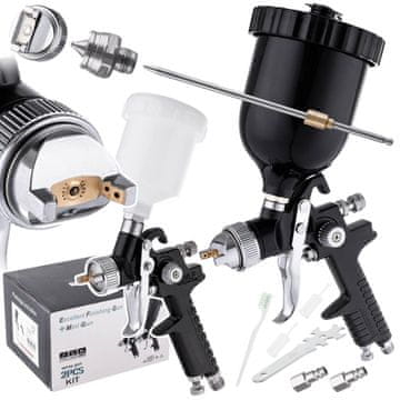shumee Komplet 2 pištol za barvanje HVLP, 3 šobe 0,8, 1,4 in 1,7 mm