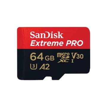 SanDisk SanDisk Extreme PRO MicroSDXC 64 GB Class 10 U3 V30 A2 - Črna, Rdeča, 200 MB/s