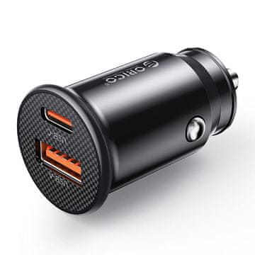 Orico Orico PowerMini 30W avto polnilec USB-C + USB-A - črn