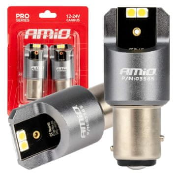 slomart Avto LED žarnici AMiO P21/5W BAY15D Canbus Pro, 4x3030 SMD, bela, 12V/24V