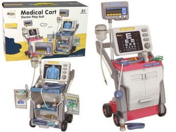 slomart LEAN TOYS Mali doktorjev komplet z vozičkom, RTG, EKG, lučmi, roza