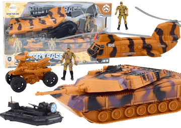 slomart Vojaški set LEAN TOYS: tenk, helikopter, padalec, zvoki
