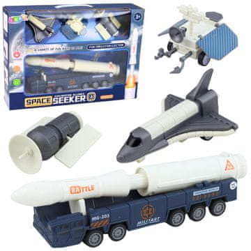 slomart LEAN TOYS Vesoljski set: Raketa, rover, satelit, transportno vozilo