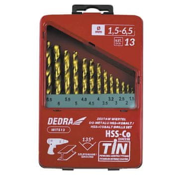 slomart Dedra Set 13 svedrov za kovino HSS+Co+TiN, 135