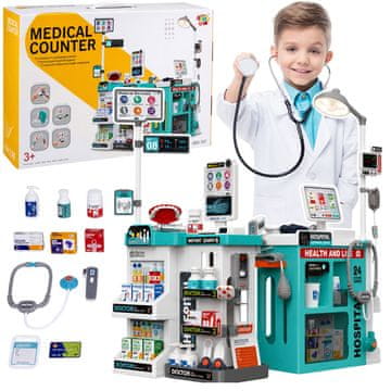 slomart LEAN TOYS Velik zdravniški set na vozičku, 77 delov