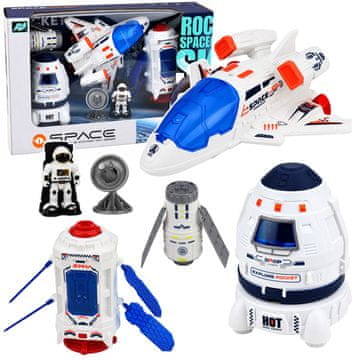 slomart LEAN TOYS Komplet vesoljsko plovilo, satelit, kapsula in astronaut