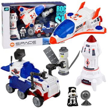 slomart LEAN TOYS Komplet vesoljski raketoplan, raketa, vozilo in astronaut