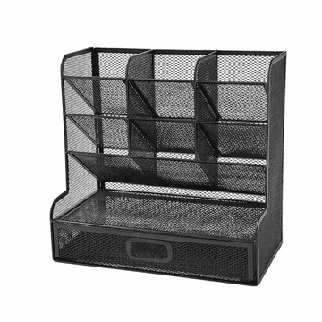 slomart ATL DA628 Kovinski organizator za pisalno mizo, črn