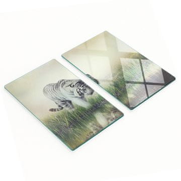 shumee Kaljene večnamenske dekorativne steklene plošče Beli tiger 2x30x52 cm