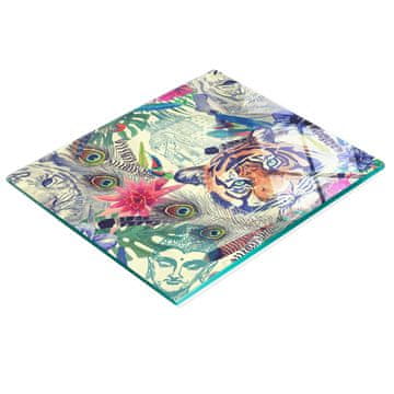 shumee Kaljena večnamenska dekorativna steklena tabla Tigrove glave 60x52 cm