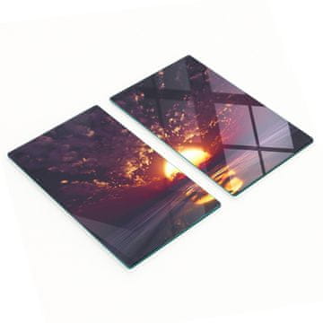 shumee Dekorativne kaljene steklene deske za rezanje Sončni zahod 2x30x52 cm