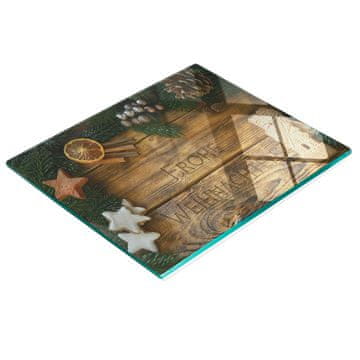 shumee Steklena dekorativna servirna deska za prigrizke Vesel božič 60x52 cm