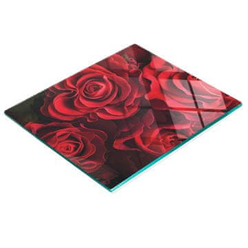 shumee Kaljena večnamenska dekorativna steklena tabla Rdeče vrtnice 60x52 cm