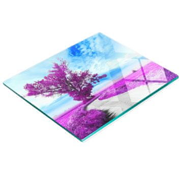 shumee Dekorativna steklena kuhinjska deska za rezanje Drevo in pot 60x52 cm