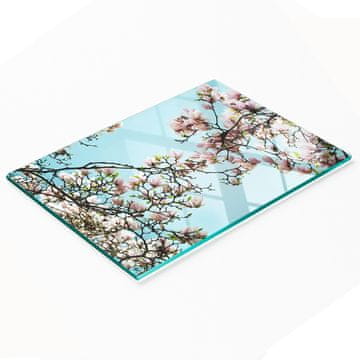 shumee Steklena kuhinjska servirna deska z grafiko cvetov magnolije 80x52 cm