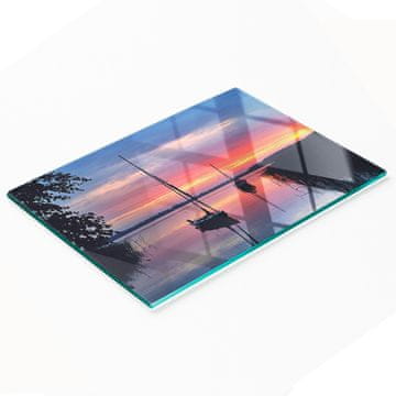 shumee Dekorativna kaljena steklena deska za rezanje Jadrnica Sonce 80x52 cm
