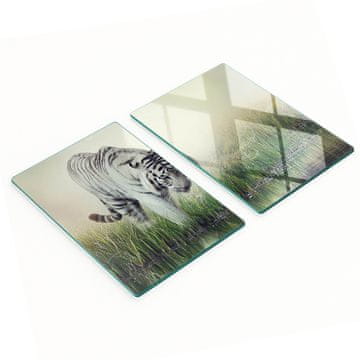 shumee Kaljene večnamenske dekorativne steklene plošče Beli tiger 2x40x52 cm