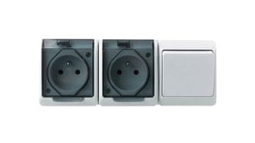 Elektro-Plast Hermes Dvojna vtičnica z/brez 2x2P+Z+ enopolnega stikala bela 0327-21