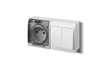 Elektro-Plast Hermes Enojna vtičnica z/brez 2P+Z + stikalo za lestenec bela 0327-13
