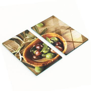 shumee Komplet dveh dekorativnih steklenih kuhinjskih desk Olive 2x30x52 cm